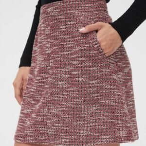 Gap Red, Black and White Metallic Plaid Tweed Skirt Size 8